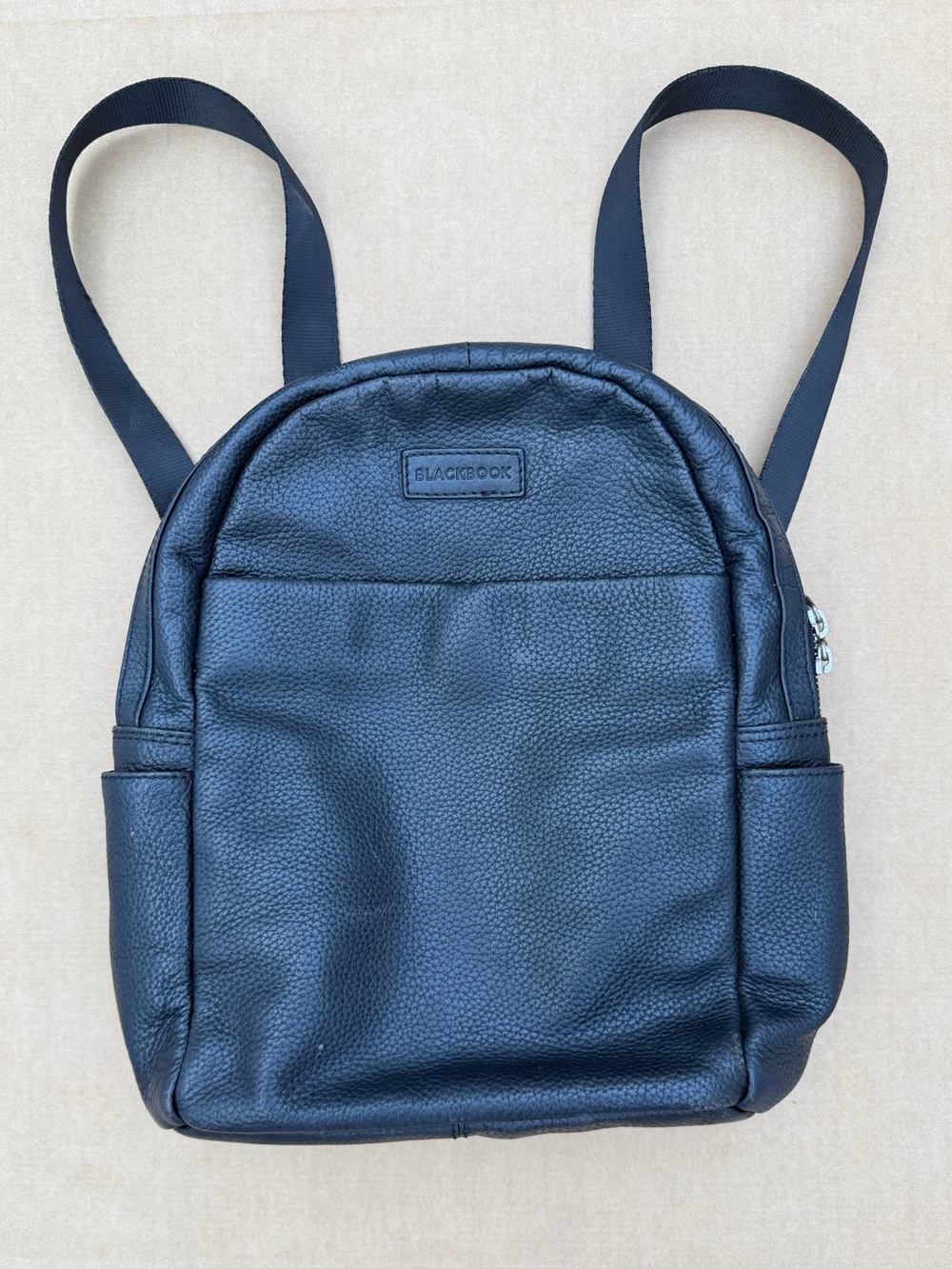 BLACKBOOK Black Pebbled Backpack Adjustable Straps Side Pockets